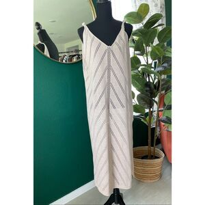 Cha Cha Crochet Open Knit Cover Up Dress Womens 2XL Beige Boho Resortwear Lounge